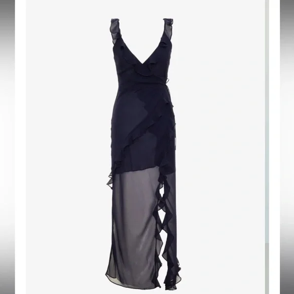 maxi black tulle dress RAANANA BLACK LACE MIXED TULLE GOWN | CULT MIA